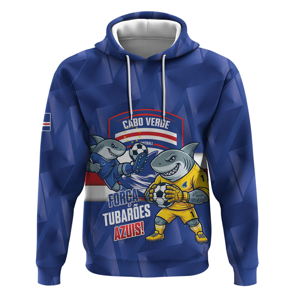 Cabo Verde Football 2026 Custom Hoodie Forca Tubaroes Azuis