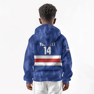 Cabo Verde Football 2026 Custom Kid Hoodie Forca Tubaroes Azuis