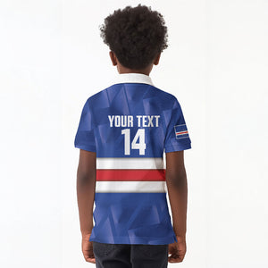 Cabo Verde Football 2026 Custom Kid Polo Shirt Forca Tubaroes Azuis