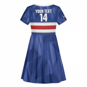 Cabo Verde Football 2026 Custom Kid Short Sleeve Dress Forca Tubaroes Azuis