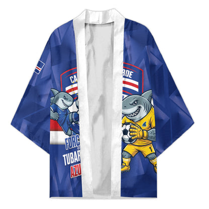 Cabo Verde Football 2026 Custom Kimono Forca Tubaroes Azuis