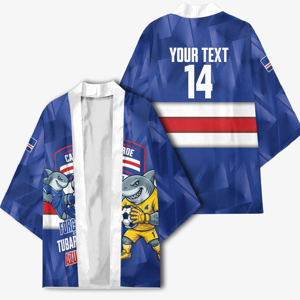 Cabo Verde Football 2026 Custom Kimono Forca Tubaroes Azuis