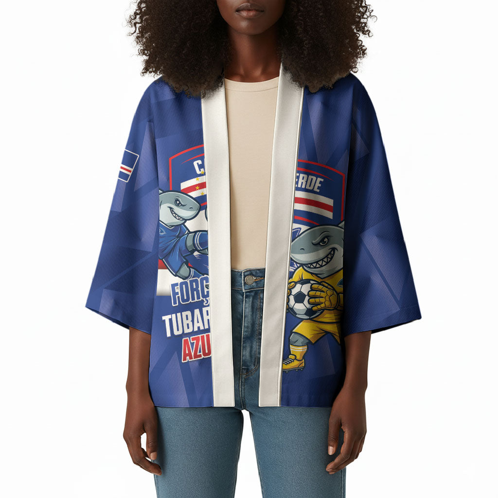 Cabo Verde Football 2026 Custom Kimono Forca Tubaroes Azuis