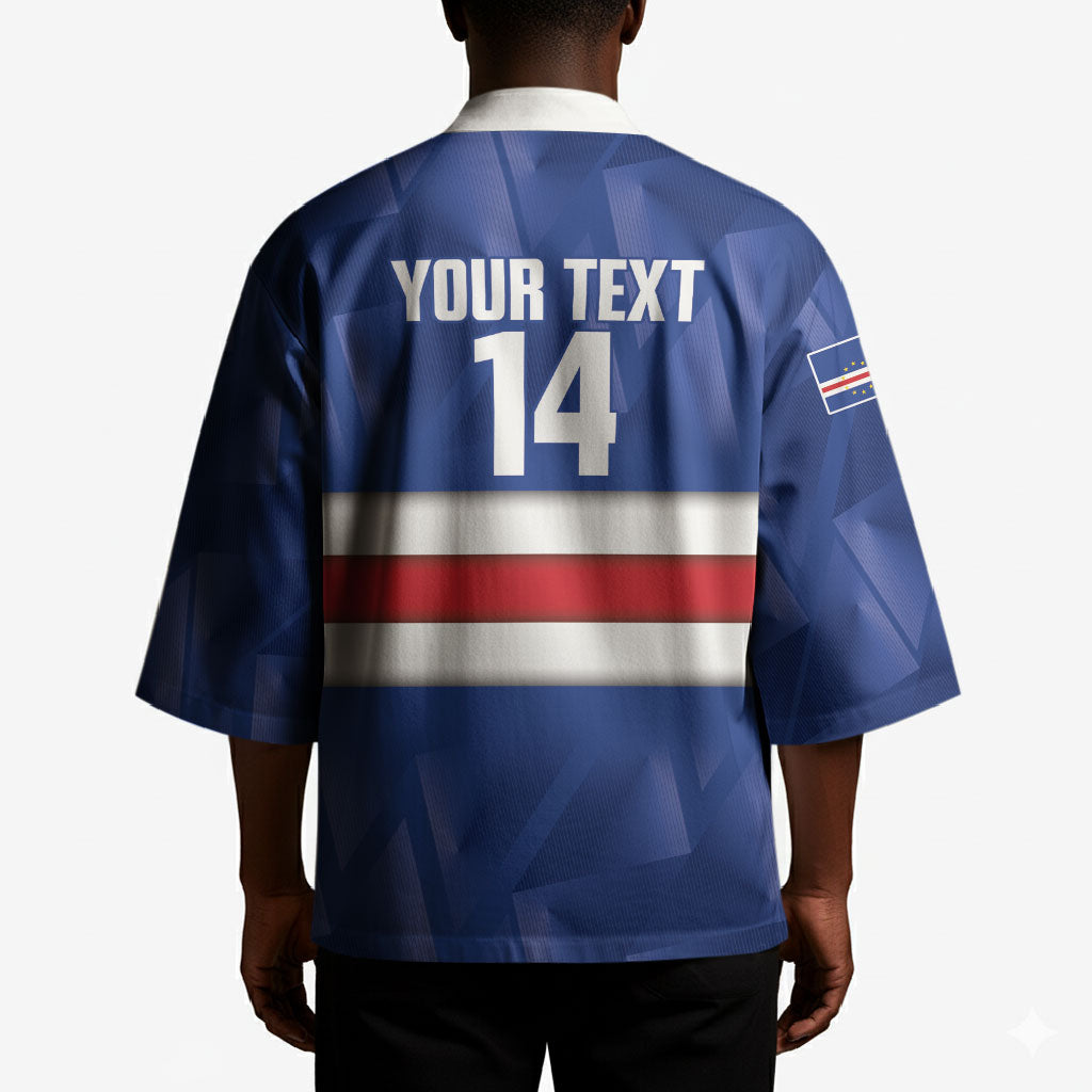 Cabo Verde Football 2026 Custom Kimono Forca Tubaroes Azuis