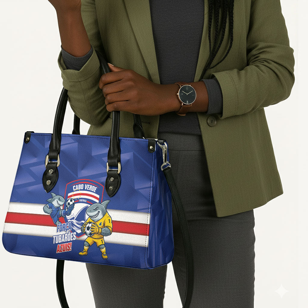 Cabo Verde Football 2026 Leather Bag Forca Tubaroes Azuis