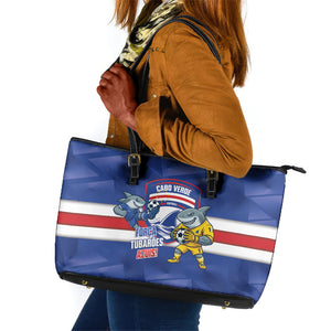 Cabo Verde Football 2026 Leather Tote Bag Forca Tubaroes Azuis
