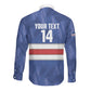 Cabo Verde Football 2026 Custom Long Sleeve Button Shirt Forca Tubaroes Azuis