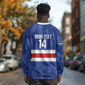 Cabo Verde Football 2026 Custom Long Sleeve Shirt Forca Tubaroes Azuis
