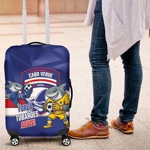 Cabo Verde Football 2026 Luggage Cover Forca Tubaroes Azuis