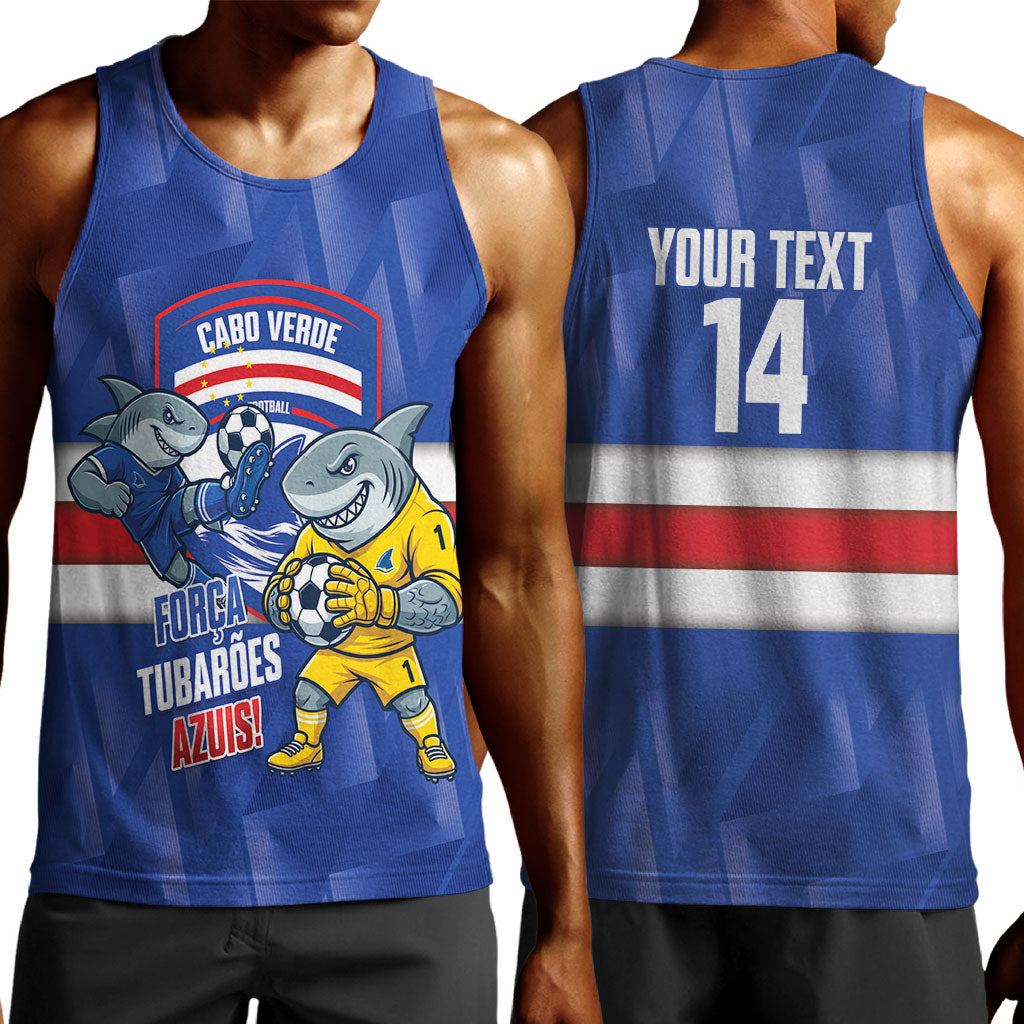 Cabo Verde Football 2026 Custom Men Tank Top Forca Tubaroes Azuis