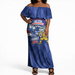 Cabo Verde Football 2026 Custom Off Shoulder Maxi Dress Forca Tubaroes Azuis