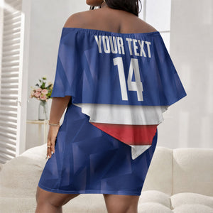 Cabo Verde Football 2026 Custom Off Shoulder Short Dress Forca Tubaroes Azuis