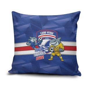 Cabo Verde Football 2026 Pillow Cover Forca Tubaroes Azuis
