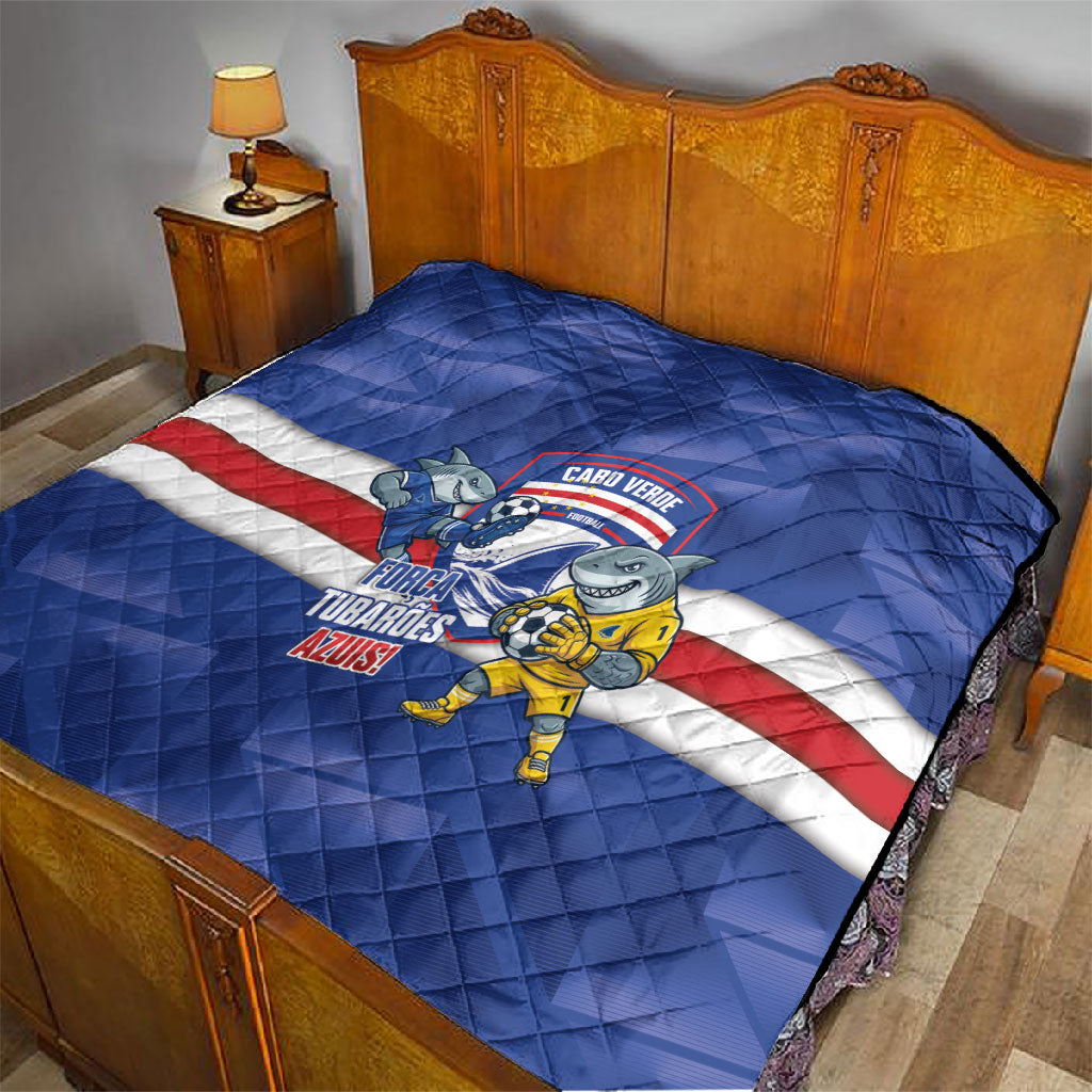 Cabo Verde Football 2026 Quilt Forca Tubaroes Azuis