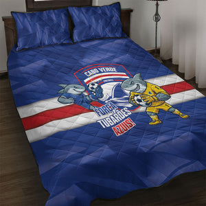 Cabo Verde Football 2026 Quilt Bed Set Forca Tubaroes Azuis