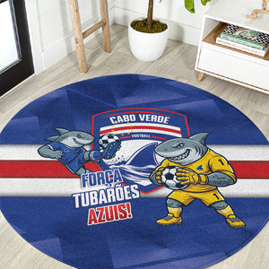 Cabo Verde Football 2026 Round Carpet Forca Tubaroes Azuis