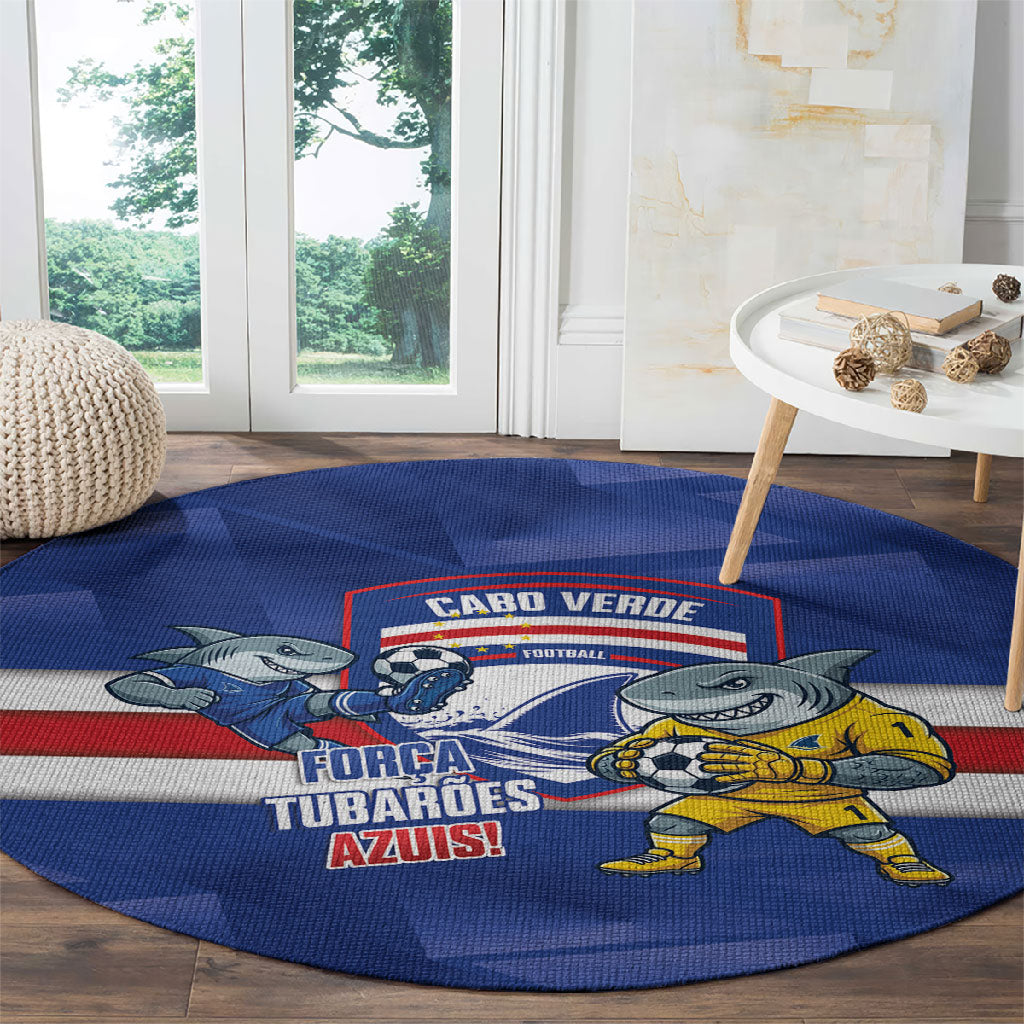 Cabo Verde Football 2026 Round Carpet Forca Tubaroes Azuis