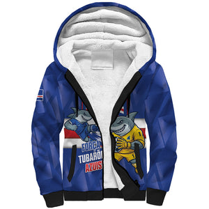 Cabo Verde Football 2026 Custom Sherpa Hoodie Forca Tubaroes Azuis