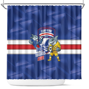 Cabo Verde Football 2026 Shower Curtain Forca Tubaroes Azuis