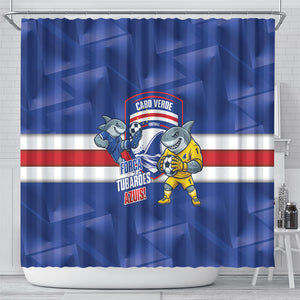 Cabo Verde Football 2026 Shower Curtain Forca Tubaroes Azuis