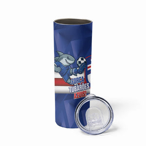 Cabo Verde Football 2026 Custom Skinny Tumbler Forca Tubaroes Azuis