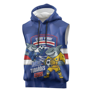 Cabo Verde Football 2026 Custom Sleeveless Hoodie Forca Tubaroes Azuis