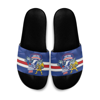 Cabo Verde Football 2026 Slide Sandals Forca Tubaroes Azuis
