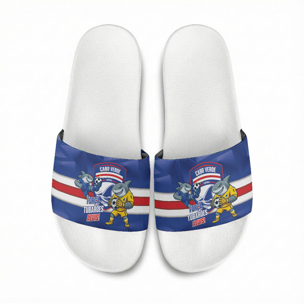 Cabo Verde Football 2026 Slide Sandals Forca Tubaroes Azuis