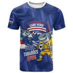 Cabo Verde Football 2026 Custom T shirt Forca Tubaroes Azuis