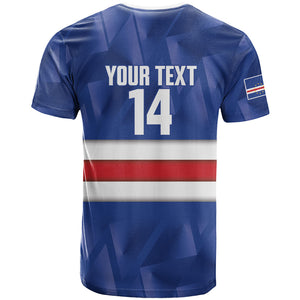 Cabo Verde Football 2026 Custom T shirt Forca Tubaroes Azuis