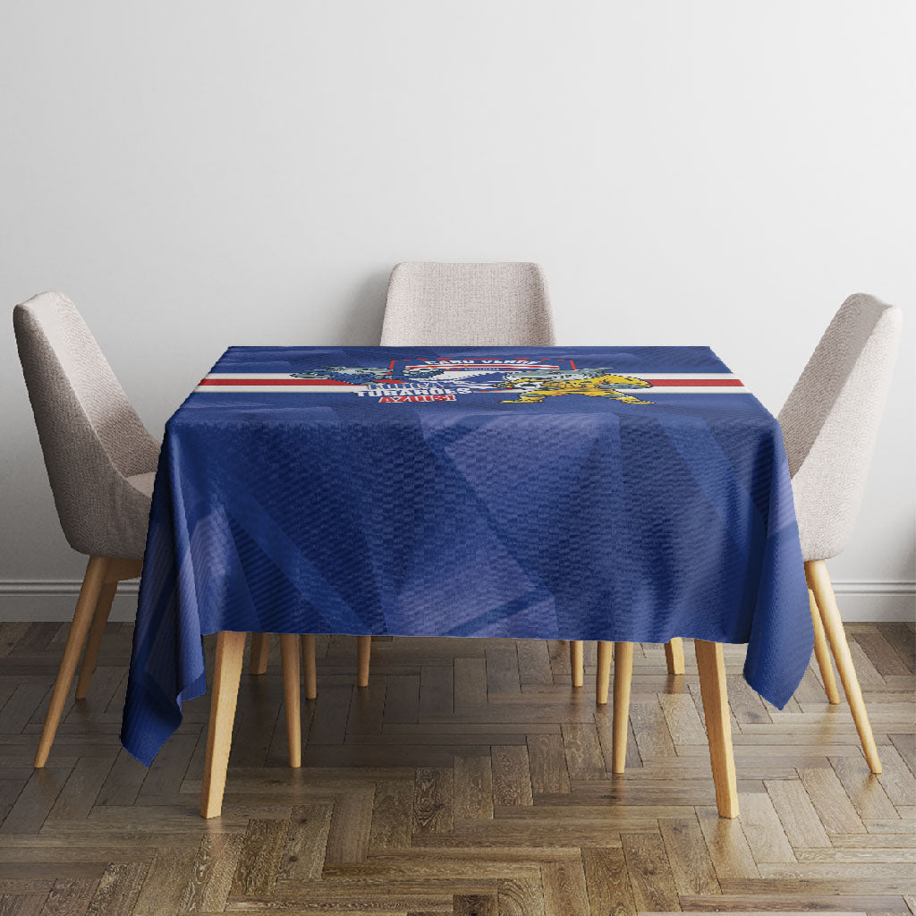 Cabo Verde Football 2026 Tablecloth Forca Tubaroes Azuis