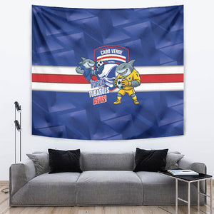 Cabo Verde Football 2026 Tapestry Forca Tubaroes Azuis