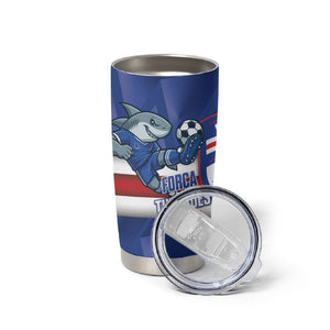 Cabo Verde Football 2026 Custom Tumbler Cup Forca Tubaroes Azuis