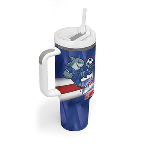 Cabo Verde Football 2026 Custom Tumbler With Handle Forca Tubaroes Azuis