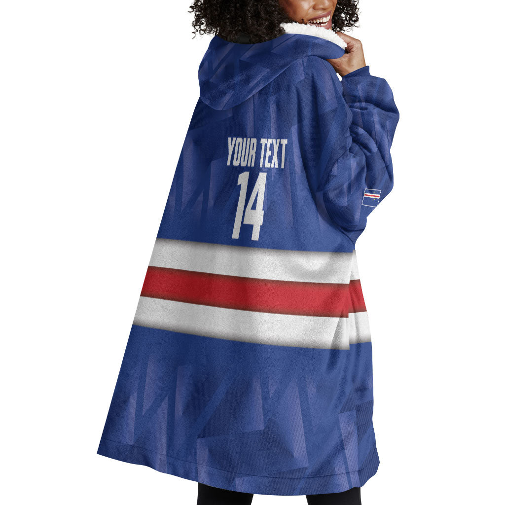 Cabo Verde Football 2026 Custom Wearable Blanket Hoodie Forca Tubaroes Azuis