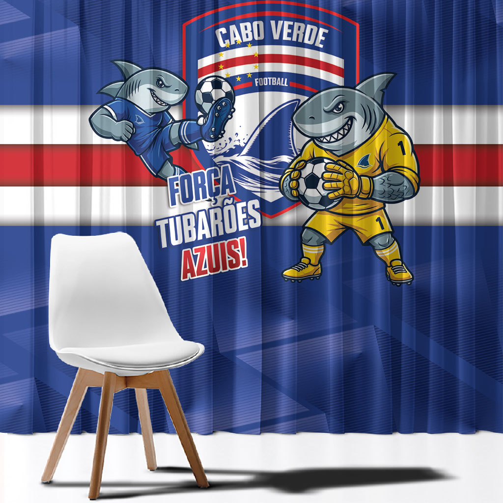 Cabo Verde Football 2026 Window Curtain Forca Tubaroes Azuis