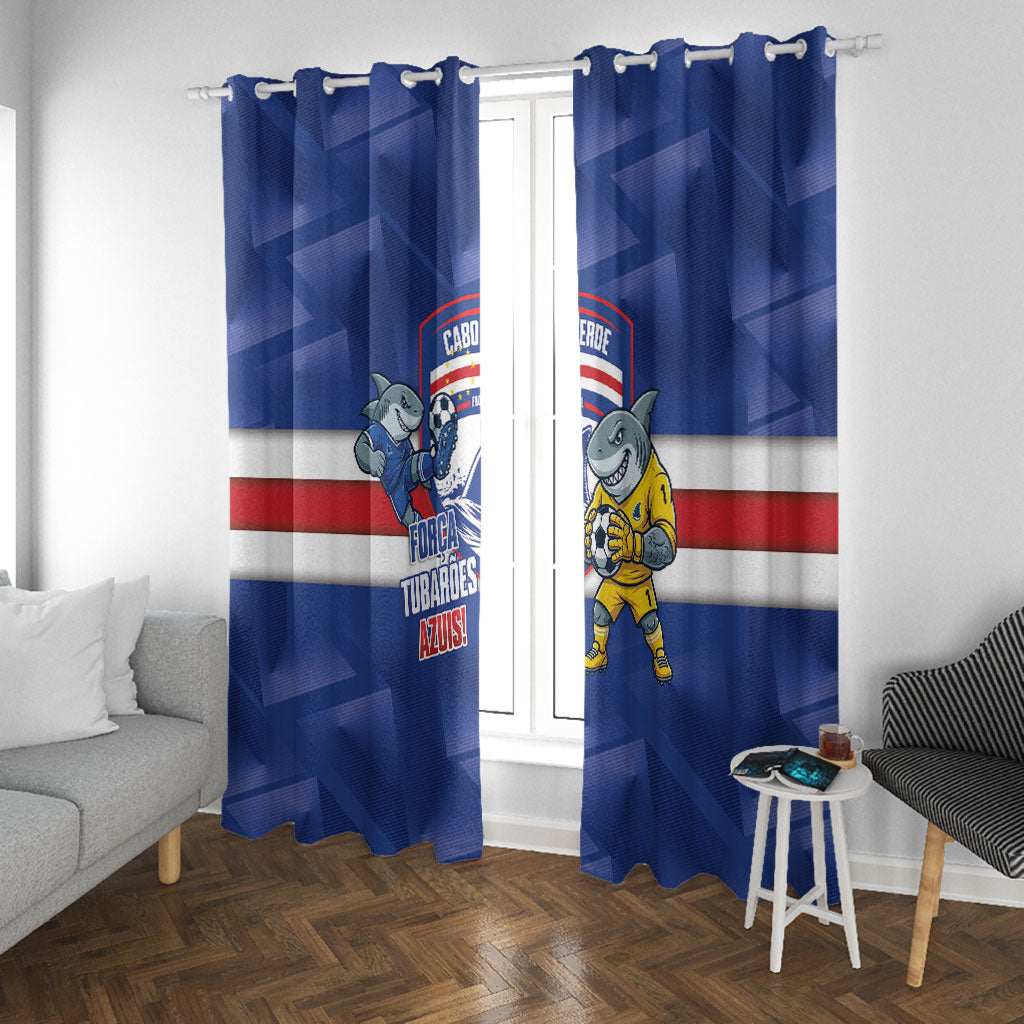Cabo Verde Football 2026 Window Curtain Forca Tubaroes Azuis