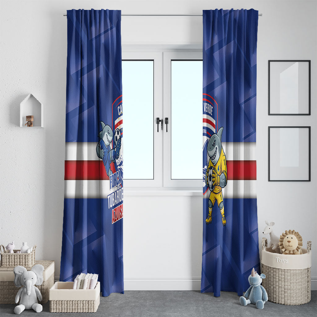 Cabo Verde Football 2026 Window Curtain Forca Tubaroes Azuis