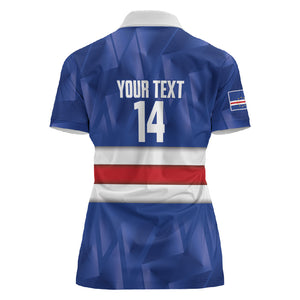 Cabo Verde Football 2026 Custom Women Polo Shirt Forca Tubaroes Azuis
