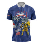 Cabo Verde Football 2026 Custom Zipper Polo Shirt Forca Tubaroes Azuis