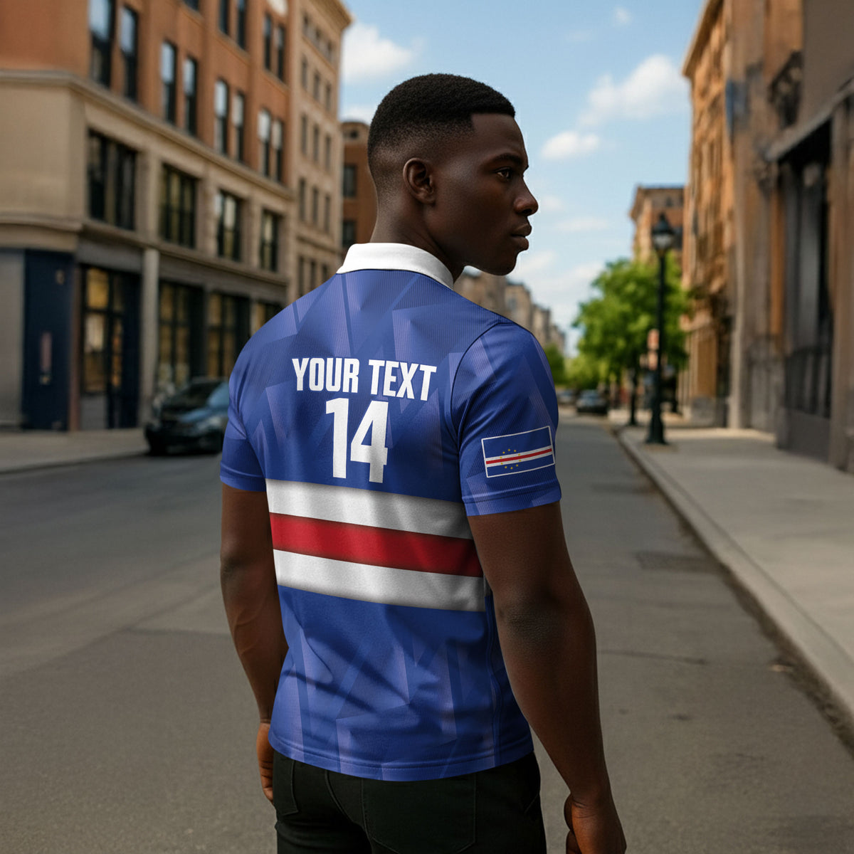 Cabo Verde Football 2026 Custom Zipper Polo Shirt Forca Tubaroes Azuis