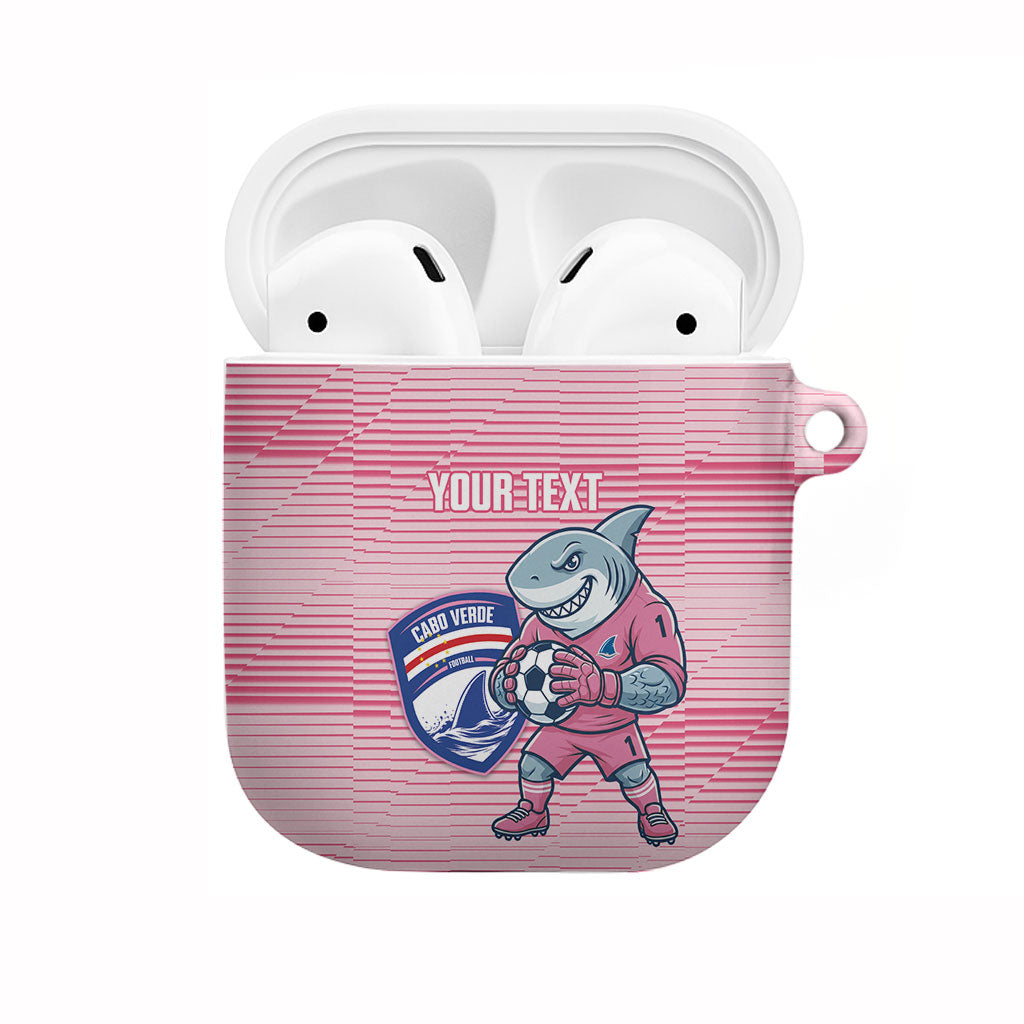 Cabo Verde Football 2026 Custom AirPods Case Tubaroes Azuis Goalkeeper Pink Jersey