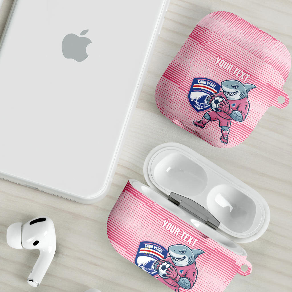 Cabo Verde Football 2026 Custom AirPods Case Tubaroes Azuis Goalkeeper Pink Jersey