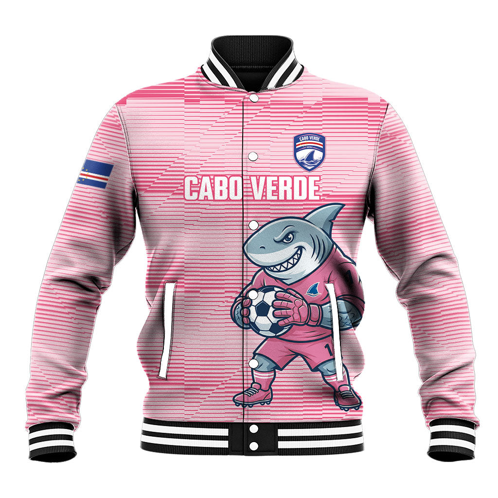 Cabo Verde Football 2026 Custom Baseball Jacket Tubaroes Azuis Goalkeeper Pink Jersey