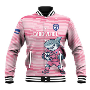 Cabo Verde Football 2026 Custom Baseball Jacket Tubaroes Azuis Goalkeeper Pink Jersey