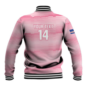 Cabo Verde Football 2026 Custom Baseball Jacket Tubaroes Azuis Goalkeeper Pink Jersey