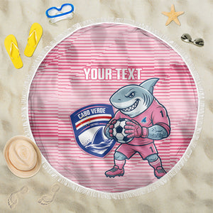 Cabo Verde Football 2026 Custom Beach Blanket Tubaroes Azuis Goalkeeper Pink Jersey