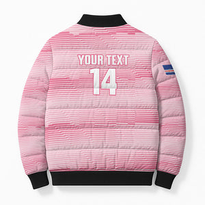Cabo Verde Football 2026 Custom Bomber Puffer Jacket Tubaroes Azuis Goalkeeper Pink Jersey