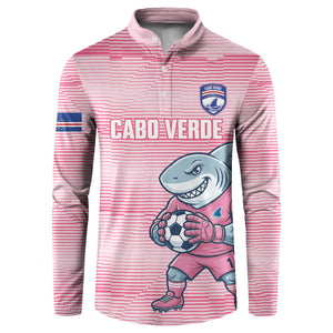 Cabo Verde Football 2026 Custom Button Sweatshirt Tubaroes Azuis Goalkeeper Pink Jersey