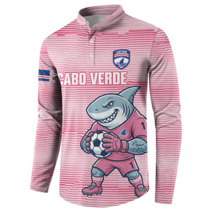 Cabo Verde Football 2026 Custom Button Sweatshirt Tubaroes Azuis Goalkeeper Pink Jersey